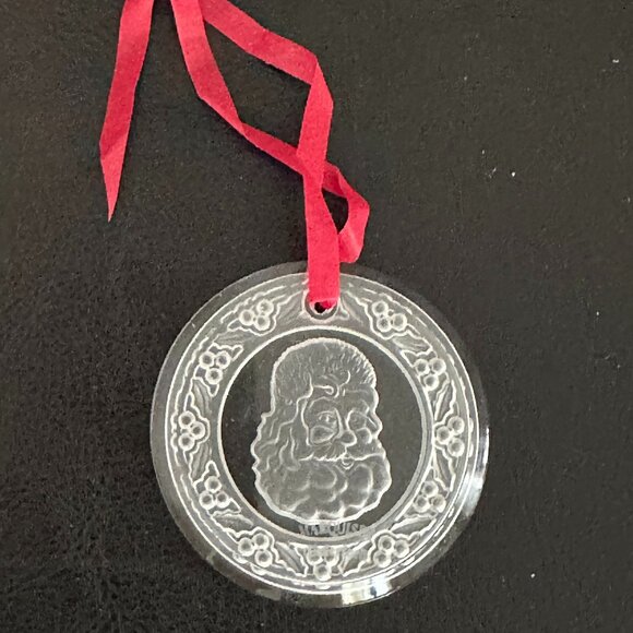 Marquis by Waterford Crystal Etched Santa Wreath Ornament made in Germany - Picture 1 of 4